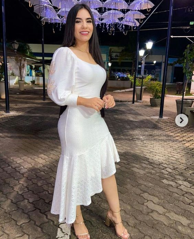 Vestido de fiesta blanco de manga larga, vestido blanco para baile de bienvenida Y6833