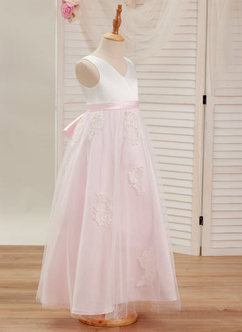 A-line Satin Tulle Ankle-length Pink Dress (2003227111)