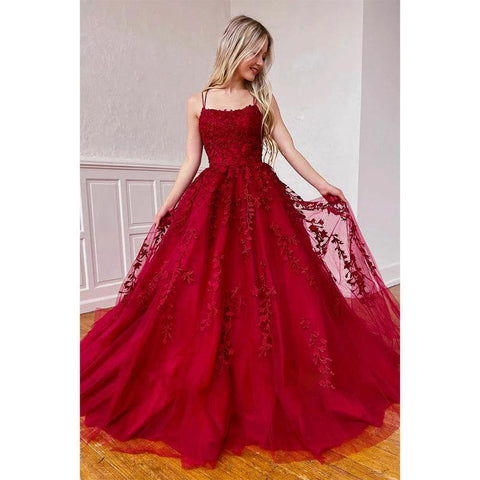 Robe de bal longue trapèze unique à bretelles croisées et décolleté plongeant en tulle bleu ciel