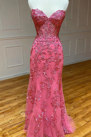 Strapless Prom Dress with Appliques