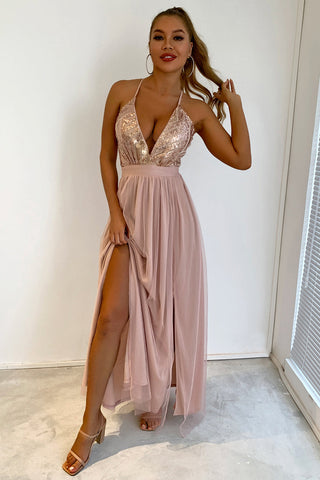 V-neck Sequin Party Dress