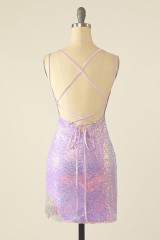 Vestido ajustado de lentejuelas azules para la fiesta de bienvenida