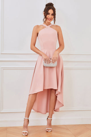 A Line Halter High Low Homecoming Dress