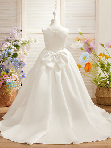 Ball-Gown/Princess Satin Sweep Train Flower Girl Dress