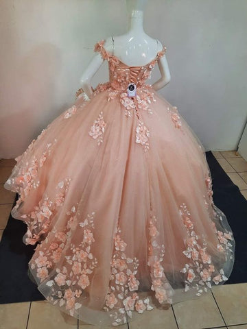 Robe pêche Sweet 15 16, robe de bal princesse à épaules dénudées et lacets Y2686