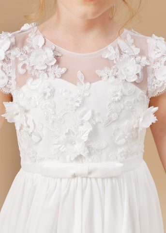 Chiffon Tulle Floor-length Ivory First Communion Dress
