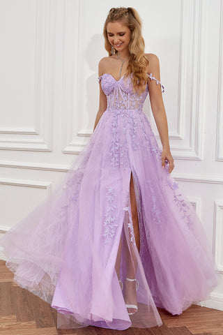 Off the Shoulder Prom Dress with Appliques