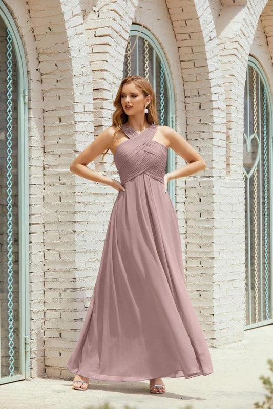 Halter Bridesmaid Dresses Formal Cocktail Prom Gown 28015