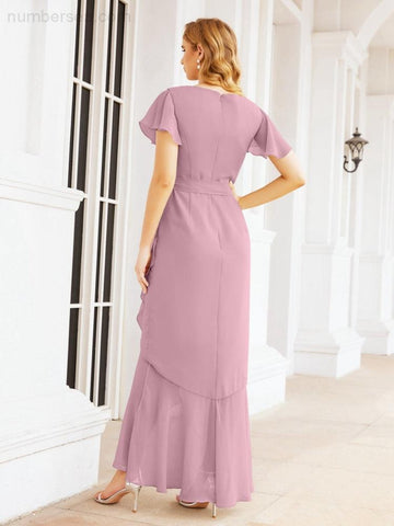 Baoleely Ruffled Bridesmaid Dresses Mermaid Formal Violin Evening Party Prom Gowns 28042