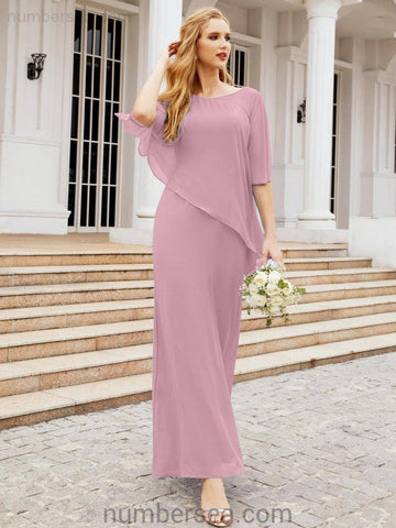 Vestido largo de fiesta formal Sunderly para la madre de la novia con capa de volantes SY28026