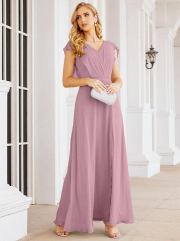 Sunnderly Bridesmaid Dresses Cape Formal Prom Dress Open Back Gowns for Mother of The Bride SY28058