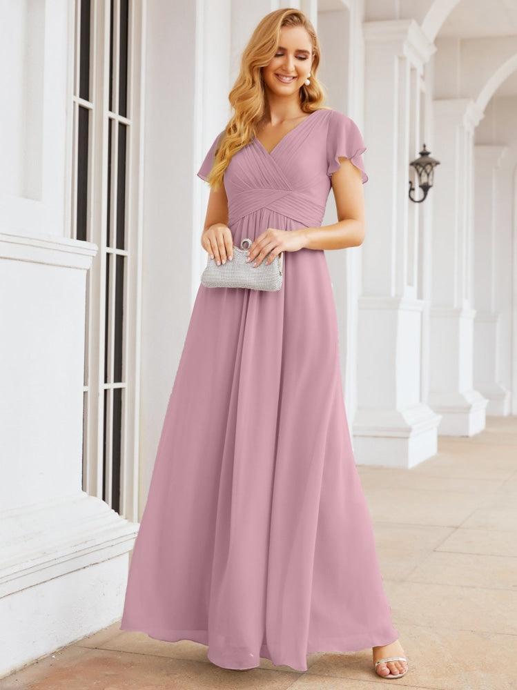 Numbersea Formal Prom Gowns for Mother of The Bride Cap Sleeves Bridesmaid Dress 28047