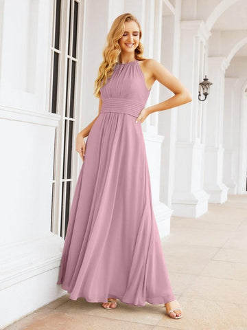 Baoleely Keyhole Bridesmaid Dresses Sleeveless Formal Evening Party Prom Gowns 28043