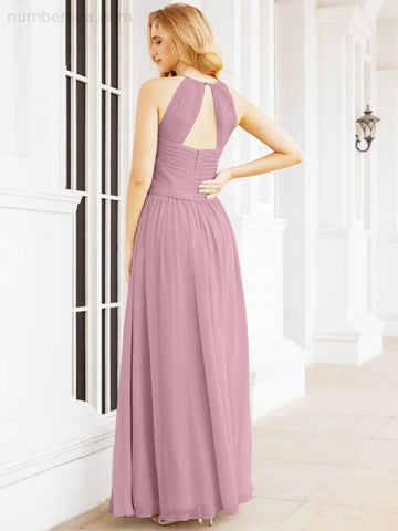 Baoleely Sleeveless Bridesmaid Dresses Long Prom Gown Zipper with Keyhole Back 28056