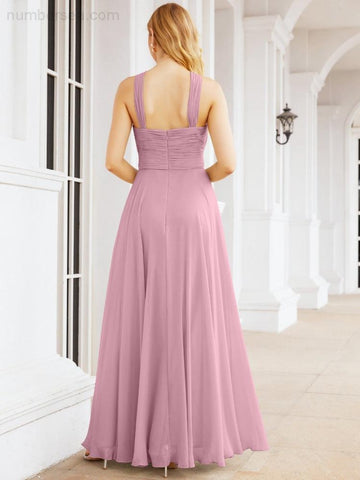 Baoleely Crisscross Halter Bridesmaid Dresses for Party Wedding Evening Prom Maxi Ball Gowns 28053