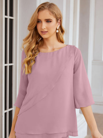 Baoleely Élégante robe mère de la mariée 2 pièces, grande taille, pantalon, volants, couches argentées, peignoir 28064