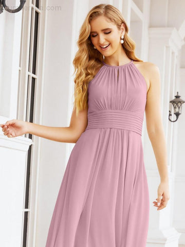 Baoleely Keyhole Bridesmaid Dresses Sleeveless Formal Evening Party Prom Gowns 28043