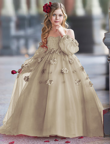 3D Flower Princess Ball Gown Flower Girl Dresses