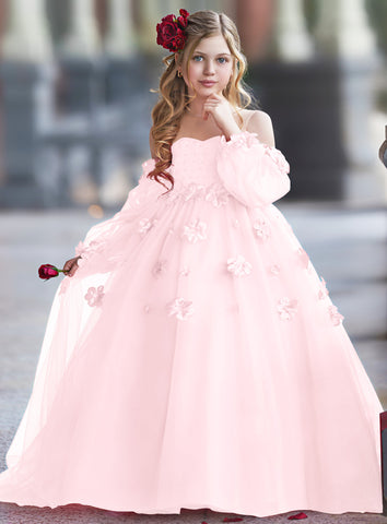 3D Flower Princess Ball Gown Flower Girl Dresses
