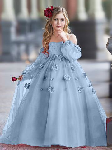 3D Flower Princess Ball Gown Flower Girl Dresses