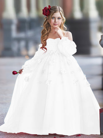 3D Flower Princess Ball Gown Flower Girl Dresses