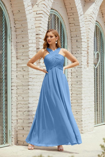 Halter Bridesmaid Dresses Formal Cocktail Prom Gown 28015