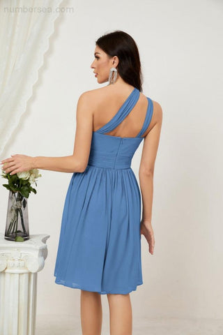 Baoleely Women Chiffon Short One Shoulder Bridesmaid Dress Formal Dresses for Party Homecoming 2804