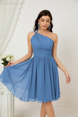 Baoleely Women Chiffon Short One Shoulder Bridesmaid Dress Formal Dresses for Party Homecoming 2804