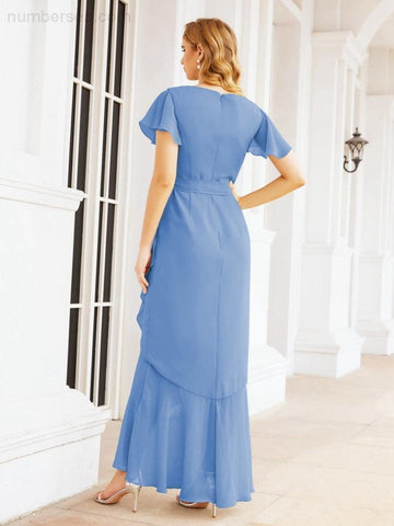 Baoleely Ruffled Bridesmaid Dresses Mermaid Formal Violin Evening Party Prom Gowns 28042