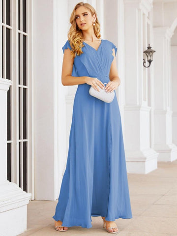 Sunnderly Bridesmaid Dresses Cape Formal Prom Dress Open Back Gowns for Mother of The Bride SY28058