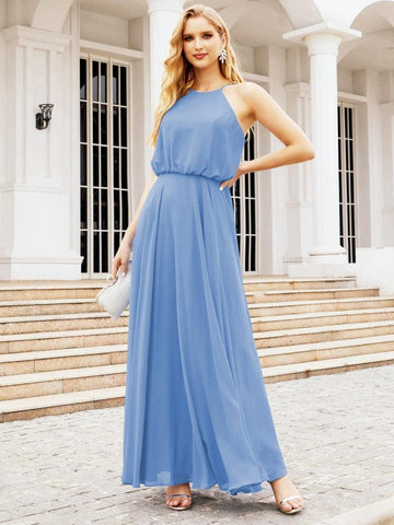 Robe de demoiselle d'honneur longue à col licou Baoleely, robe trapèze formelle pour juniors, 28029