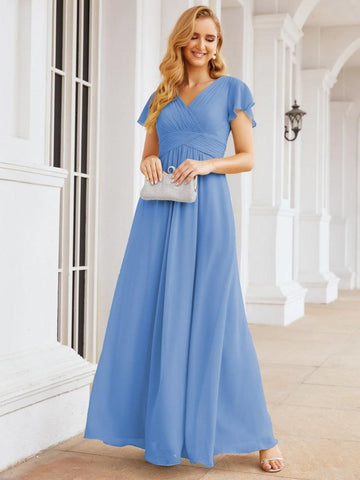 Baoleely Formal Prom Gowns for Mother of The Bride Cap Sleeves Bridesmaid Dress 28047