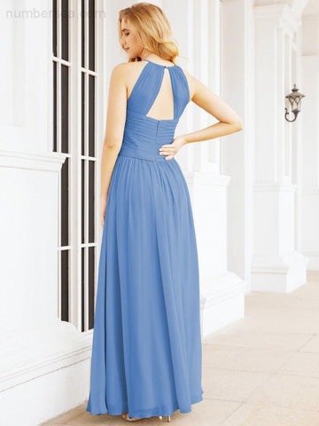 Baoleely Sleeveless Bridesmaid Dresses Long Prom Gown Zipper with Keyhole Back 28056