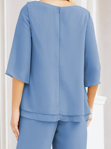 Baoleely Élégante robe mère de la mariée 2 pièces, grande taille, pantalon, volants, couches argentées, peignoir 28064