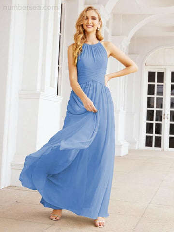 Baoleely Sleeveless Bridesmaid Dresses Long Prom Gown Zipper with Keyhole Back 28056