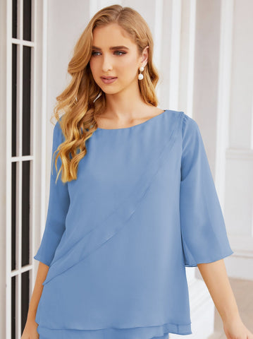 Baoleely Élégante robe mère de la mariée 2 pièces, grande taille, pantalon, volants, couches argentées, peignoir 28064