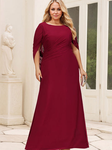 Trumpet/Mermaid Boat Neck Floor-Length Chiffon Mother of the Bride Dress With Pleated