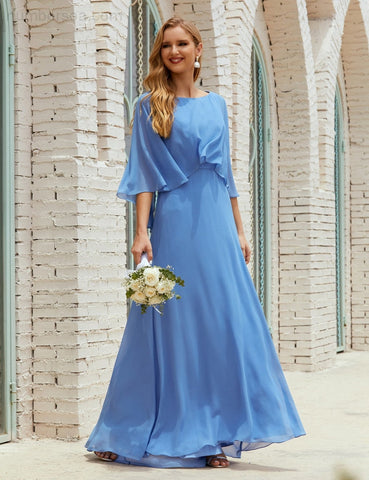 Robe de demoiselle d'honneur Sunnderly pour femme, manches longues, col en V, en mousseline, robe de cérémonie pour mariage SY28018