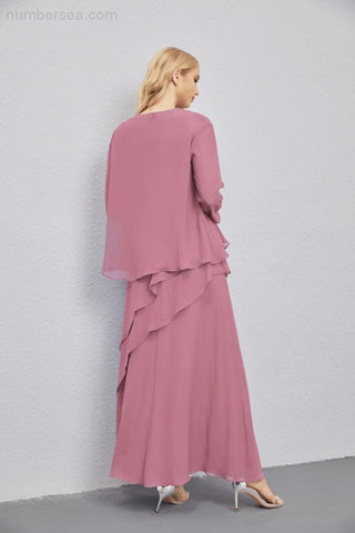 Mother of Bride Dresses with Open Front Lightweight Cardigan Formal Prom Gown  28081