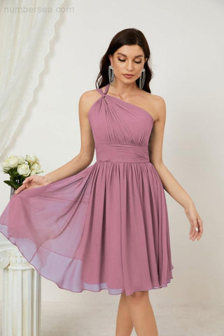 Baoleely Women Chiffon Short One Shoulder Bridesmaid Dress Formal Dresses for Party Homecoming 2804