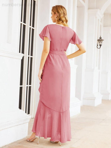 Baoleely Ruffled Bridesmaid Dresses Mermaid Formal Violin Evening Party Prom Gowns 28042