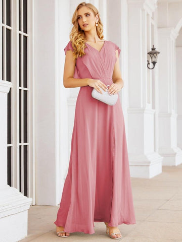 Sunnderly Bridesmaid Dresses Cape Formal Prom Dress Open Back Gowns for Mother of The Bride SY28058