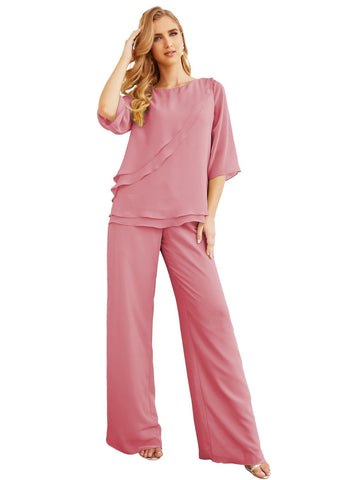 Baoleely Élégante robe mère de la mariée 2 pièces, grande taille, pantalon, volants, couches argentées, peignoir 28064