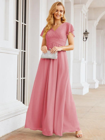 Baoleely Formal Prom Gowns for Mother of The Bride Cap Sleeves Bridesmaid Dress 28047