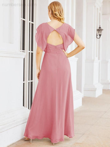 Sunnderly Bridesmaid Dresses Cape Formal Prom Dress Open Back Gowns for Mother of The Bride SY28058