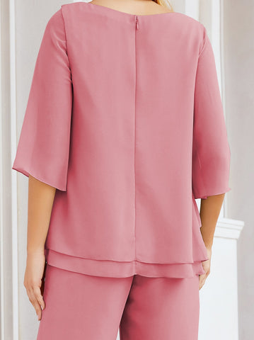 Baoleely Élégante robe mère de la mariée 2 pièces, grande taille, pantalon, volants, couches argentées, peignoir 28064