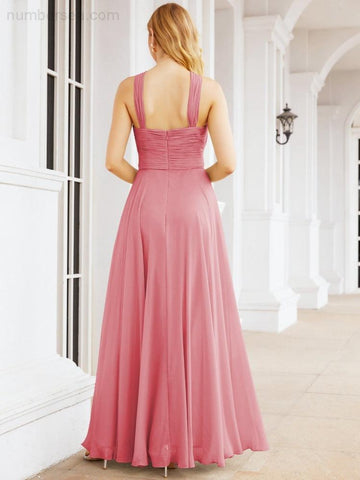Baoleely Crisscross Halter Bridesmaid Dresses for Party Wedding Evening Prom Maxi Ball Gowns 28053