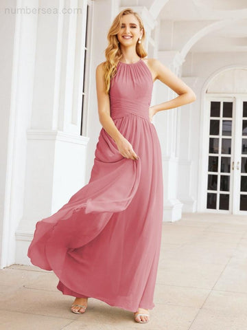 Baoleely Sleeveless Bridesmaid Dresses Long Prom Gown Zipper with Keyhole Back 28056