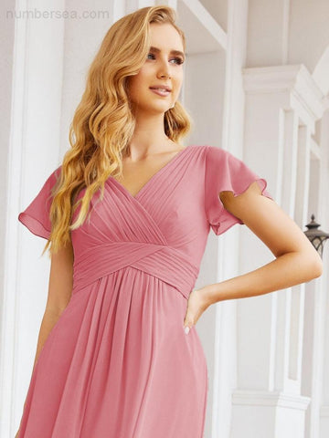 Baoleely Formal Prom Gowns for Mother of The Bride Cap Sleeves Bridesmaid Dress 28047