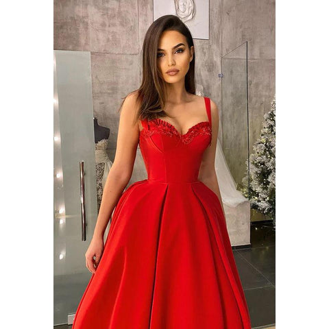 Vestido de noche de graduación midi de satén con volantes y escote en forma de A